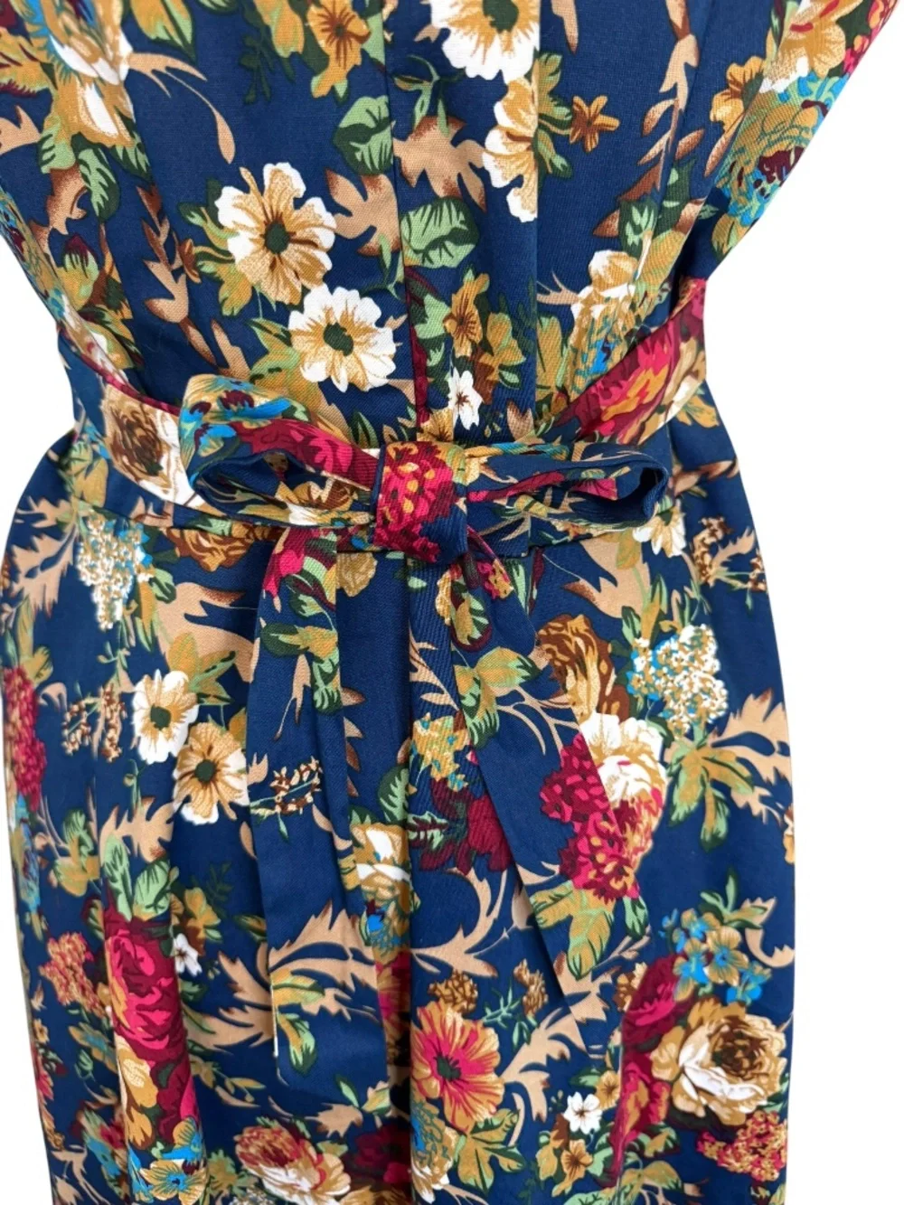 Blue Floral Midi Tea Dress Size Large